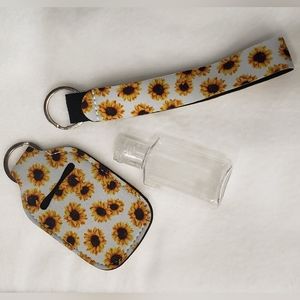 Sunflower Lotion Holder with Matching Wristlet Lanyard
